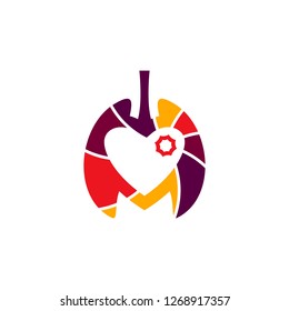 Lungs Love Hearth logo vector concept, Health lungs logo designs template, template - Vector