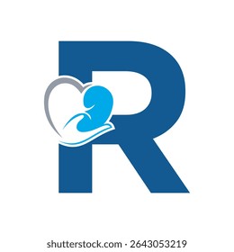 Lungs Love Logo Combine With letter R vector template