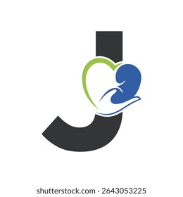 Lungs Love Logo Combine With letter J vector template
