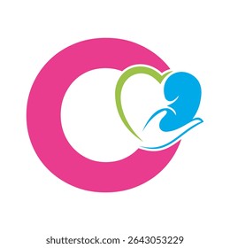 Lungs Love Logo Combine With letter O vector template