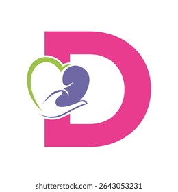 Lungs Love Logo Combine With letter D vector template