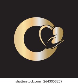 Lungs Love Logo Combine With letter O vector template