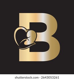 Lungs Love Logo Combine With letter B vector template