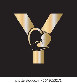 Lungs Love Logo Combine With letter Y vector template