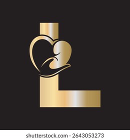 Lungs Love Logo Combine With letter L vector template