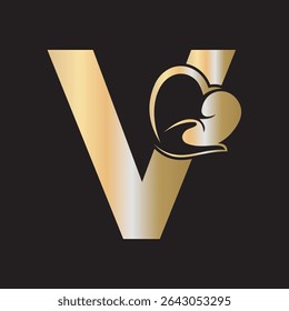 Lungs Love Logo Combine With letter V vector template