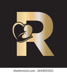 Lungs Love Logo Combine With letter R vector template