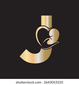 Lungs Love Logo Combine With letter J vector template