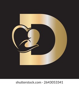Lungs Love Logo Combine With letter D vector template