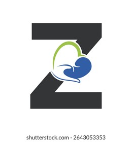 Lungs Love Logo Combine With letter Z vector template
