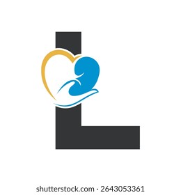 Lungs Love Logo Combine With letter L vector template