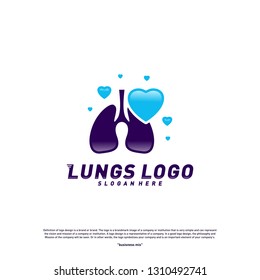 Lungs Love logo design concept.Health Lungs with Love logo template vector. Icon symbol