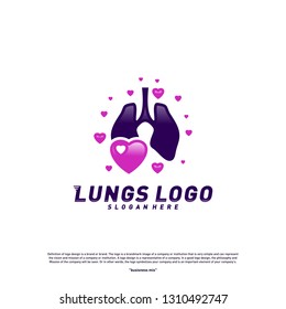 Lungs Love logo design concept.Health Lungs with Love logo template vector. Icon symbol