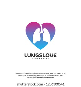 Lungs Love logo designs vector, Lungs Care designs template logo