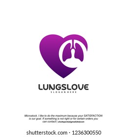 Lungs Love logo designs vector, Lungs Care designs template logo