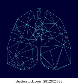 Lungs low poly triangulation triangulated polygonal electric cyan blue vibrant aqua neon color vector illustration image outline contour line style