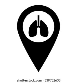 Lungs - map pointer vector icon