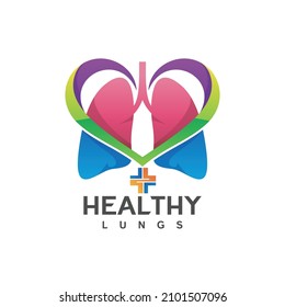 Lungs medical care logo design vector