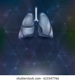 Lungs on an abstract shapes background