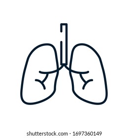 lungs organ icon over white background, line style, vector illustration