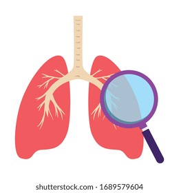 lungs organ with magnifying glass isolated icon vector illustration design