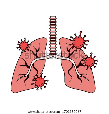lungs organs with covid19 particles vector illustration design