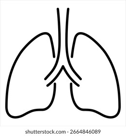 Vector de ilustración de icono de contorno de pulmones