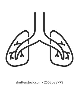 Lungs outline icon, showing anatomy outline icon, minimalist vector illustration and transparent graphic element. Isolated on white background