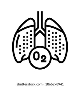 lungs with oxygen line icon vector. lungs with oxygen sign. isolated contour symbol black illustration