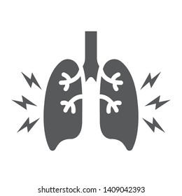 Lungs pain glyph icon, body and painful, lungs ache sign, vector graphics, a solid pattern on a white background, eps 10.