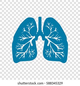 Lungs of the person. Vector. Cerulean icon on transparent background.