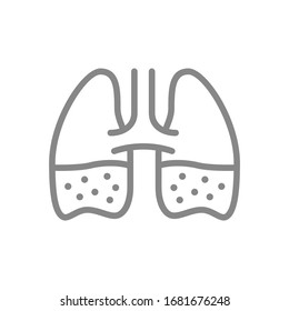 Lungs with phlegm line icon. Pleurisy, edema, pneumonia, tuberculosis, bronchitis symbol