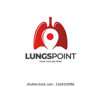 lungs point logo design vector