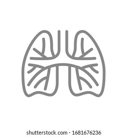 Lungs With Pulmonary Vessels Line Icon. Pulmonary Embolism, Arterial Hypertension Symbol