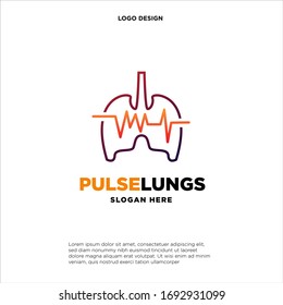 Lungs Pulse logo designs concept vector, Health lungs logo designs
