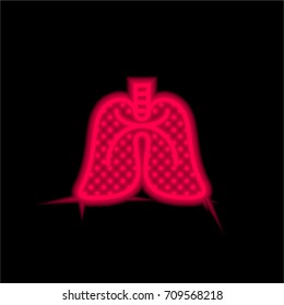 Lungs red glowing neon ui ux icon. Glowing sign logo vector