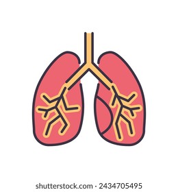 Lungs related vector icon. Lungs sign. Isolated on white background. Editable vector illustration