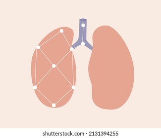 Lungs or respiratory system. Anatomical flat vector stock illustrator. Modern technologies, organ scanning. Isolated pulmonary organ