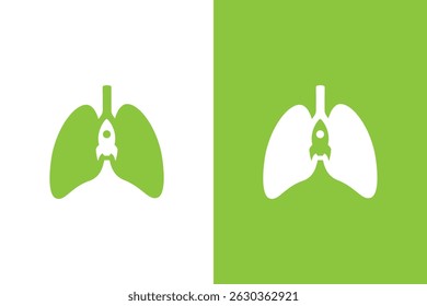 Lungs and rocket logo combination. Lungs care logotype design template.