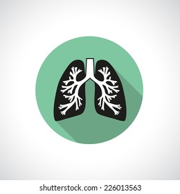 Lungs, round icon. Flat modern design.
