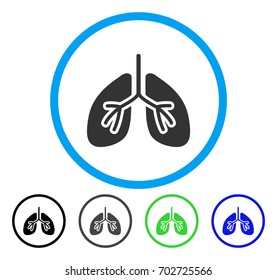 Lungs rounded icon. Vector illustration style is a flat iconic symbol inside a circle, black, gray, blue, green versions. Designed for web and software interfaces.