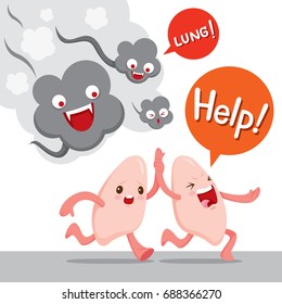 Lungs Run Away From Smoke Cartoon Character, Human Internal Organ, Physiology, Sickness, Medical Profession, Morphology, Body, Organs, Health