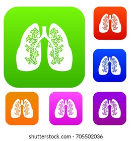 Lungs set icon in different colors isolated vector illustration. Premium collection