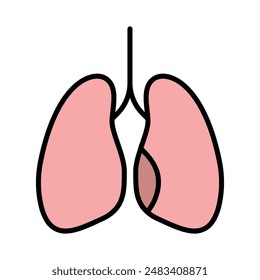 Lungs set icon. Respiratory system, lungs, bronchial tubes, alveoli, oxygen exchange, breathing, pulmonary health, anatomy, airways.