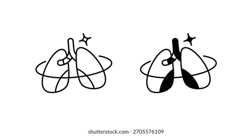 Icono de conjunto de pulmones con fondo blanco Vector Ilustración de stock