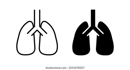 Lungs set. Symbol isolated white background. vector illustration. color editable.