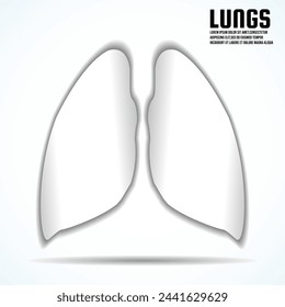 Pulmones con sombra sobre fondo blanco. Concepto médico, logotipo, símbolo, icono, ilustración vectorial