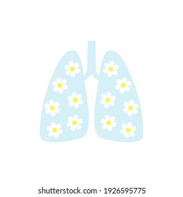 Lungen formen Blumen Blumen Blüte Symbol Konzept Gesundheit Vektorgrafik.