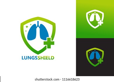 Lungs Shield Logo Template Design Vector, Emblem, Design Concept, Creative Symbol, Icon
