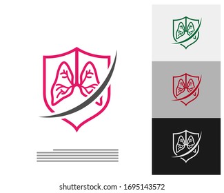 Lungs Shield Logo Template Design Vector, Emblem, Design Concept, Creative Symbol, Icon